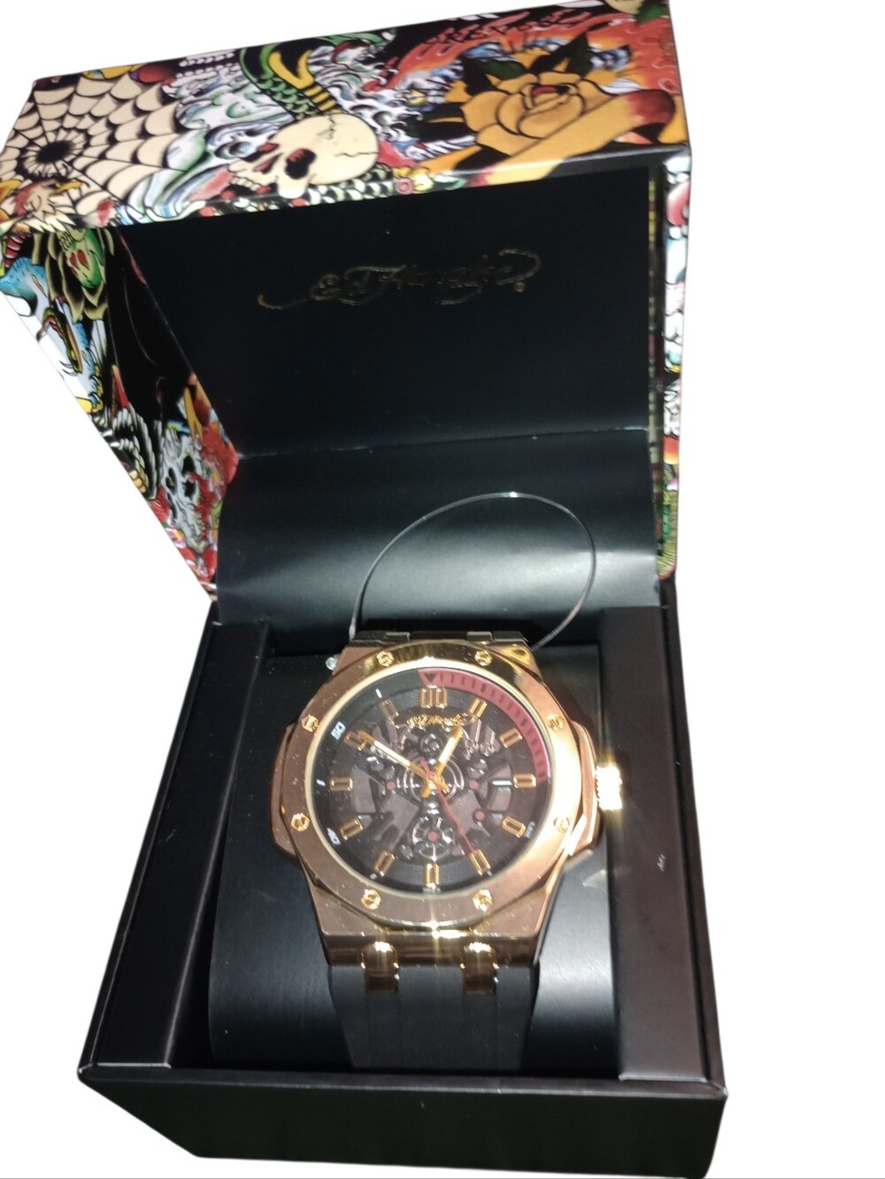 Ed Hardy Men's Rose Gold Mechanical Style Watch, Gift Boxed, NWT